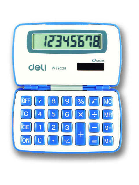 Калькулятор Deli 39228 8р кишеньковий з кришкою