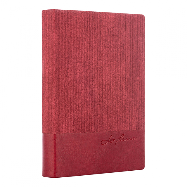 Недатований щоденник А5 Leo Planer Velvet бордовий з бордовим зрізом (5056137173235)