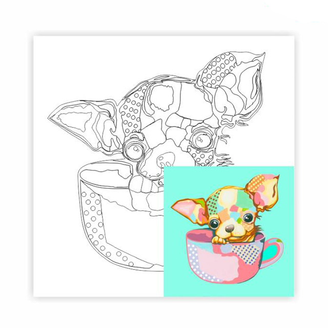 Полотно для малювання з контуром Rosa Start "Pop Art Puppy" 30х30см на картоні