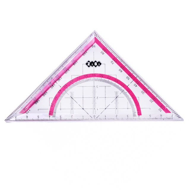Трикутник з транспортиром Zibi ZB.5623 2в1 45°/14 см колір в асортименті