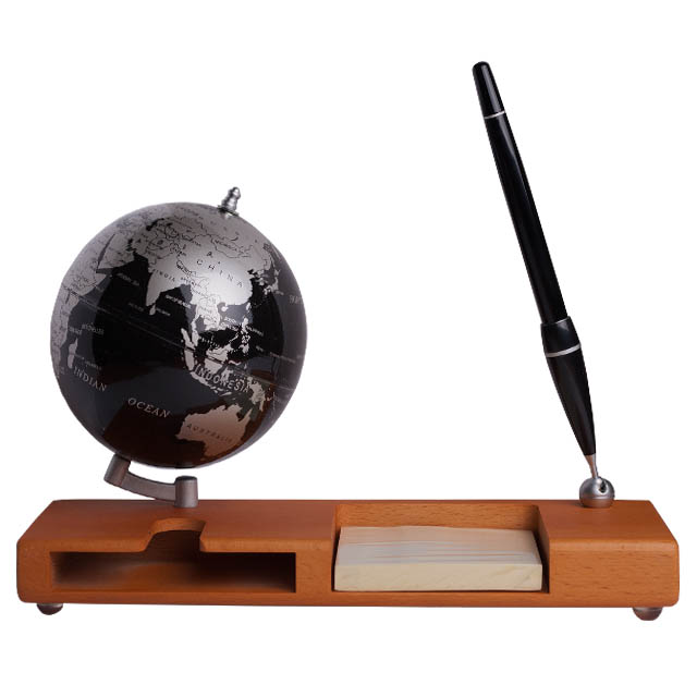 Глобус настільний Bestar Black Silver на дерев'яній підставці з ручкою (0911HDY-BS)