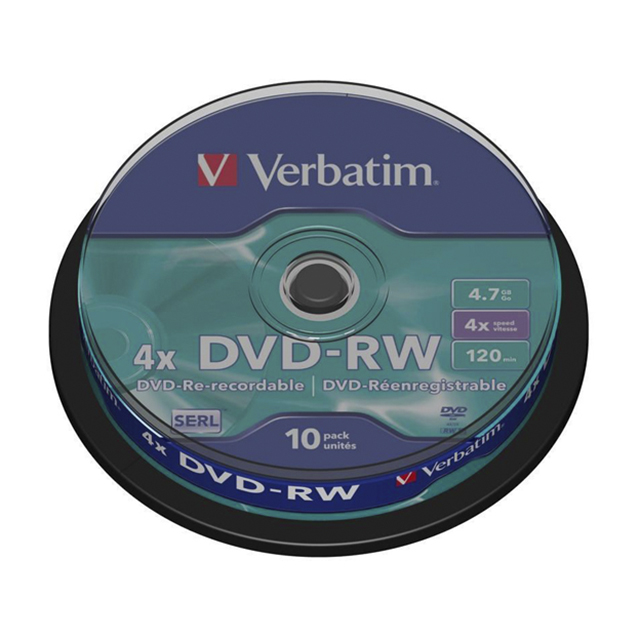 Диски DVD-RW Verbatim MattSilver 4x 4.7Gb 120хв туба 10шт