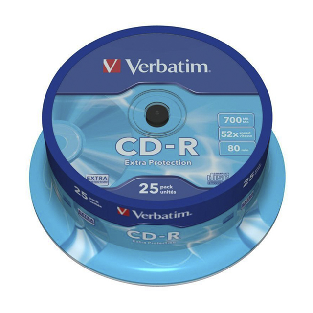 Диски CD-R Verbatim ExtraProtection 52x 700Mb 80хв туба 25шт