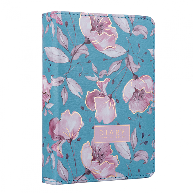 Щоденник недатований А6 Yes Symphony рожеві квіти блакитний з рожевим зрізом (5056137174959)