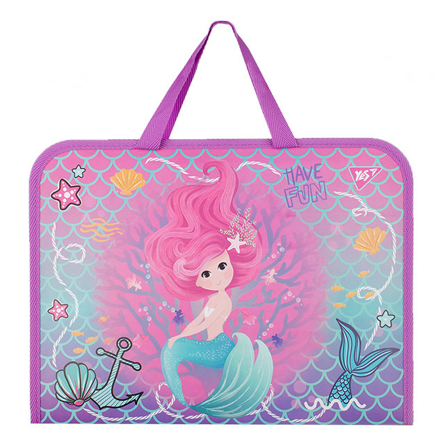 Портфель пластиковий Yes Mermaid "Русалонька" на молнії рожево-фіолетовий