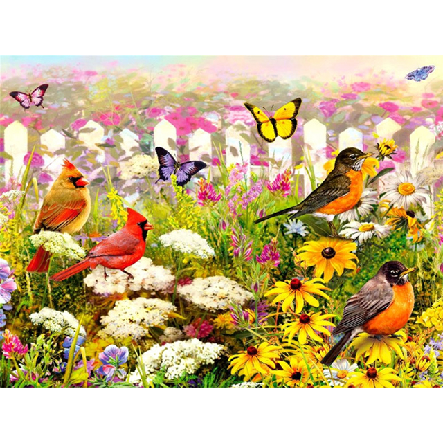 Набір для творчості VGR Акриловий живопис за номерами "Яскраві птахи на квітах" 40х50см