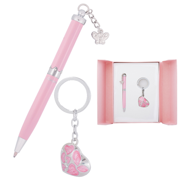 Набір подарунковий Langres Romance ручка кулькова + брелок рожевий