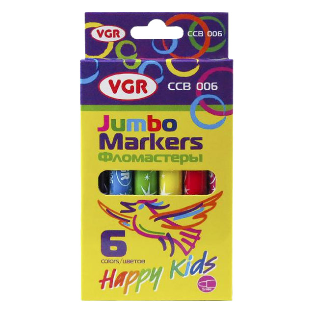 Набір фломастерів VGR "Happy Kids Jumbo" 5 мм 6 шт