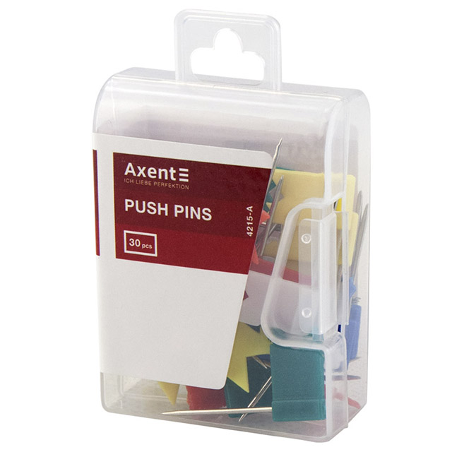 Кнопки-прапорці Axent кольорові 30шт в пластиковому диспенсері 4215