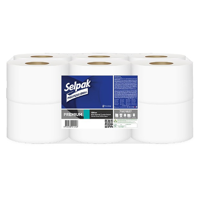 Туалетний папір рулонний Selpak Professional Premium "Джамбо" 2-х шаровий білий 12шт