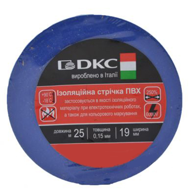 Ізоляційна стрічка DKC 0.15мм 19ммх25м синя