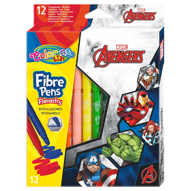 Набір фломастерів Colorino Marvel "Avengers" 1-4 мм 12 шт