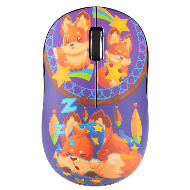 Миша комп'ютерна бездротова 2E MF209WL Fox "Лисички" фіолетова з малюнком