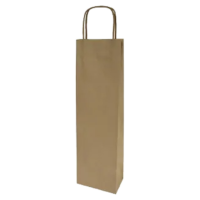 Пакет подарунковий Ecobag 160х80х390 мм паперовий коричневий (під пляшку)