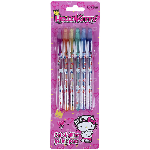 Набір гелевих ручок Kite Hello Kitty 0,8мм 6шт з глітером