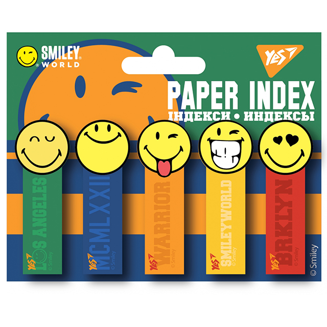 Закладки-стікери YES Smiley World "Смайлики" 50х15мм 5х20шт паперові кольорові