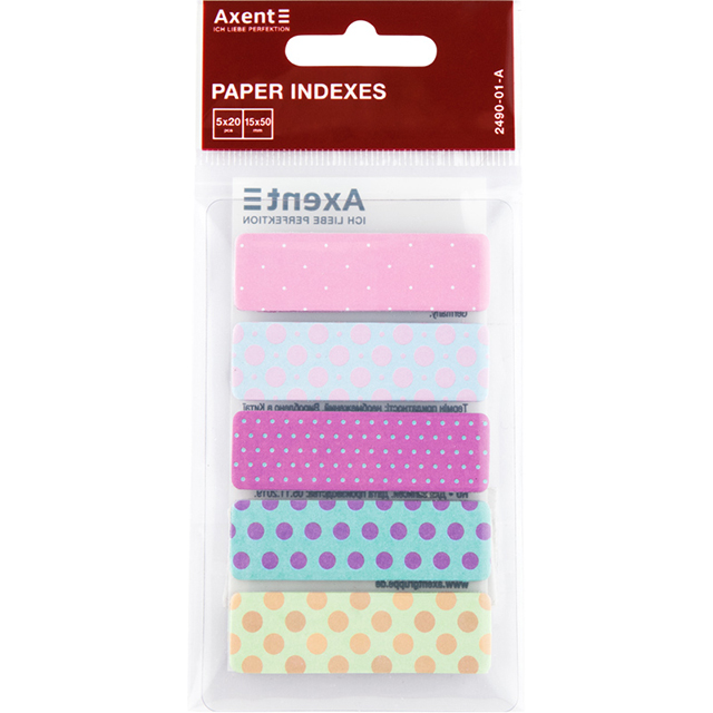 Закладки-стікери Axent Dots "Крапочки" 50х12 мм 5х20 шт паперові кольорові (2490-01-A)