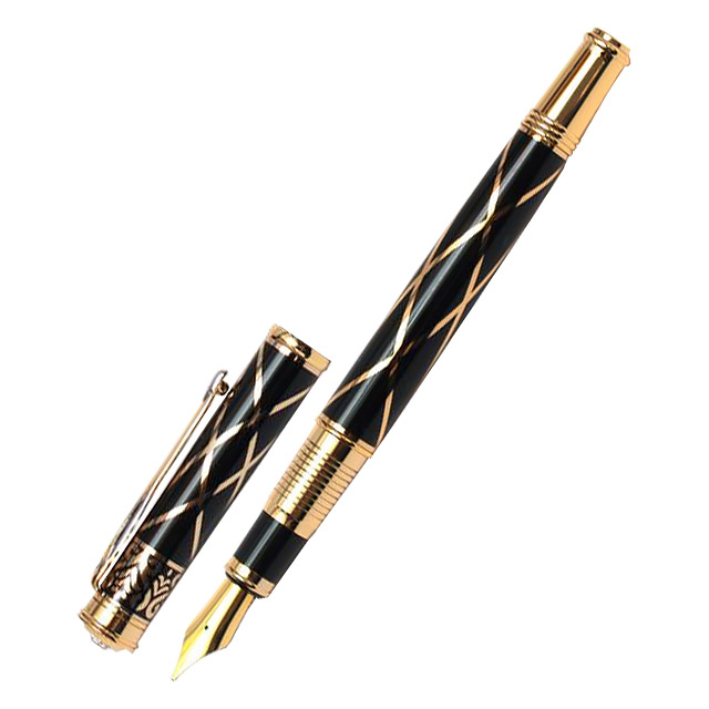 Ручка перова Optima Cabinet Venice корпус чорний з золотом в подарунковому футлярі