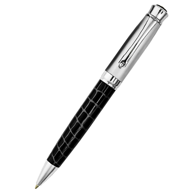 Ручка кулькова Optima Cabinet Imperial синя корпус чорно-срібний в подарунковому футлярі