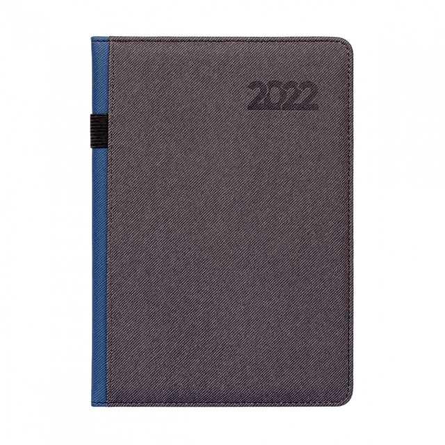 Щоденник Leo Planner City 2022 А5 сірий з синім зрізом і торцем