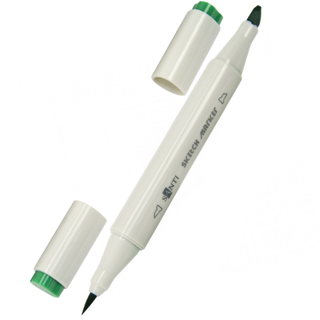 Скетч-маркер Santi Sketch двосторонній 3мм/4-7мм зелений SM-13