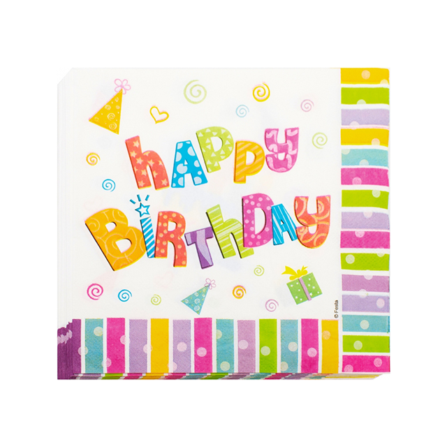 Серветки Maxi "Happy Birthday" 2-х шарові 33х33см кольорові 20шт