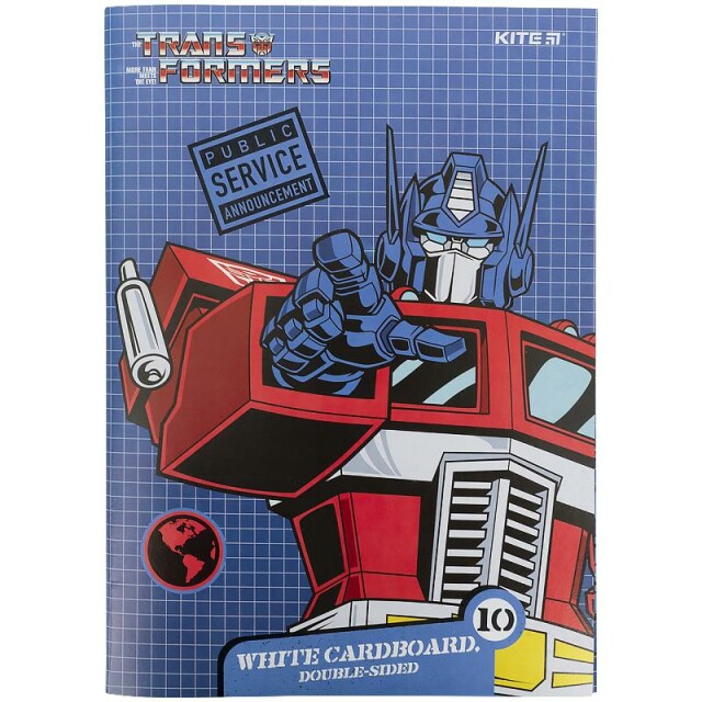 Картон білий Kite Transformers А4 230г/м2 двосторонній 10 аркушів (4063276040343)