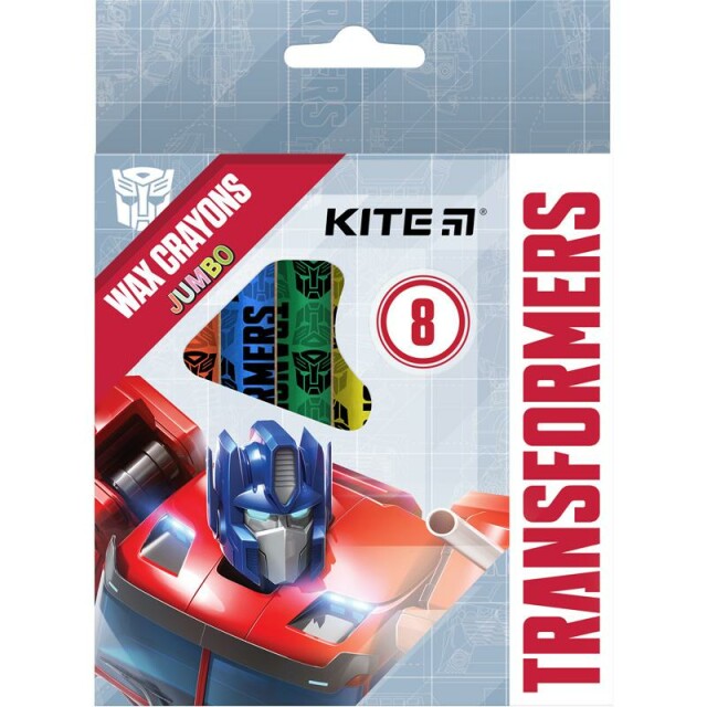 Крейда кольорова воскова Kite Transformers Трансформери Jumbo 8 кольорів (4063276038692)