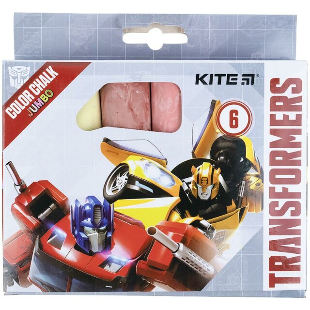 Крейда кольорова Kite Transformers Трансформери Jumbo 6 кольорів (4063276038845)