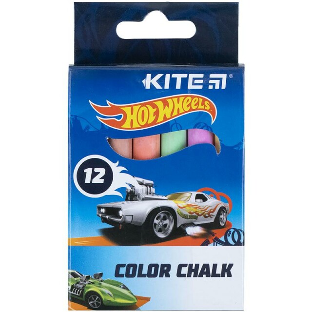 Крейда кольорова Kite Hot Wheels Машинки Хотвілс 12шт циліндрична (4063276038883)