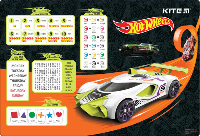 Покриття на стіл Kite Hot Wheels Машинки Хотвілс 500мкм 42,5х29см пластик (4063276136015)