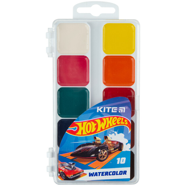 Фарби акварельні Kite Hot Wheels Машинки Хотвілс 10 кольорів (4063276146137)