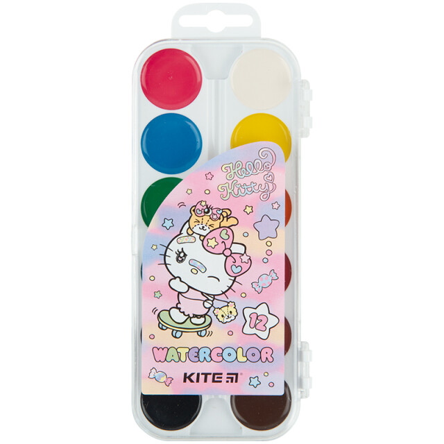Фарби акварельні Kite Hello Kitty Кошенятко Кітті 12 кольорів (4063276146304)