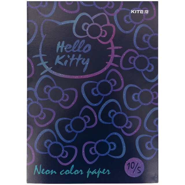 Папір кольоровий Kite Hello Kitty Кошенятко Кітті А4 80г/м2 неоновий 5 кольорів 10 аркушів в асортименті