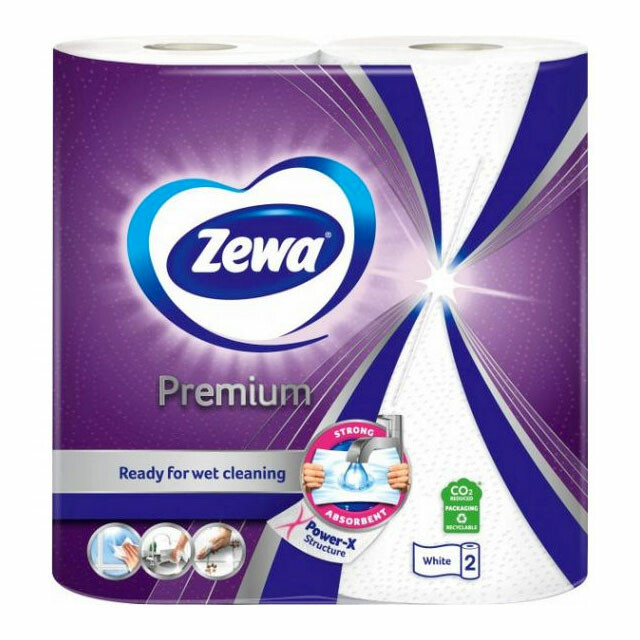 Рушники паперові в рулонах Zewa Premium 2шт 2-х шарові 2х45 відривів білі (7322541191331)
