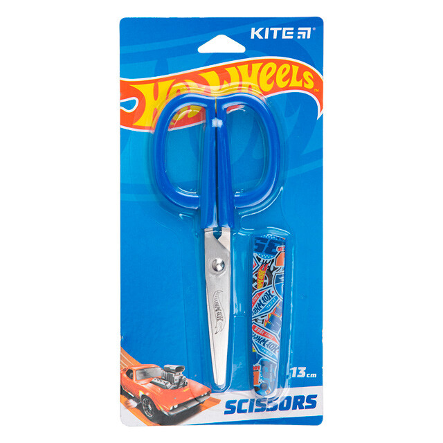 Ножиці дитячі Kite Hot Wheels 13 см в пластиковому чохлі