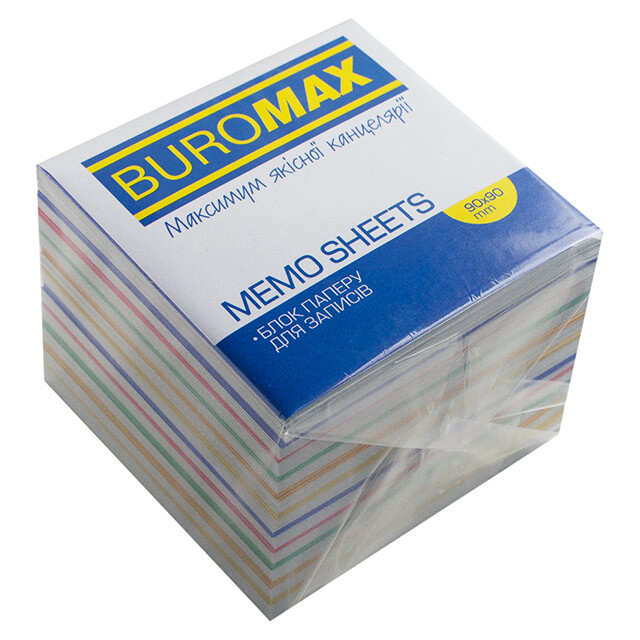 Блок папірців BuroMax 90х90х70мм 770арк "Веселка" кольорові неклеєні (BM.2249)