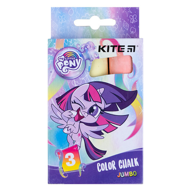 Крейда кольорова Kite Little Pony "Маленькі Поні" Jumbo 3шт (4063276038777)