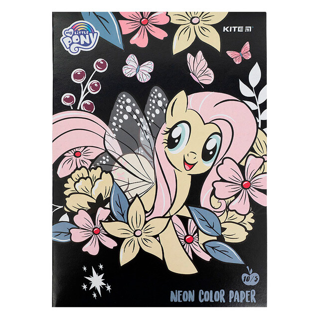 Папір кольоровий Kite Little Pony "Маленькі Поні" А4 80г/м2 неоновий 5 кольорів 10 аркушів
