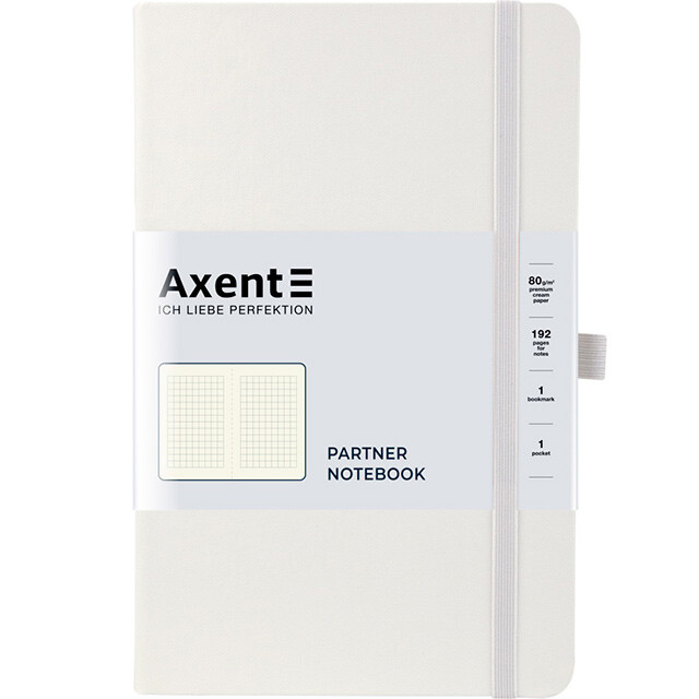 Діловий записник Axent Partner А5 96арк клітинка крем блок на резинці т/обкл білий (8201-21-A)