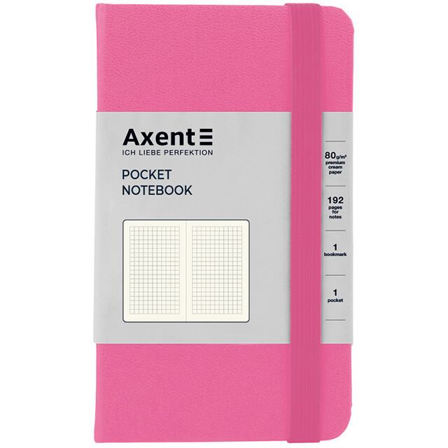 Діловий записник А6 Axent Partner на гумці 96 аркушів в клітинку рожевий (8301-10-A)