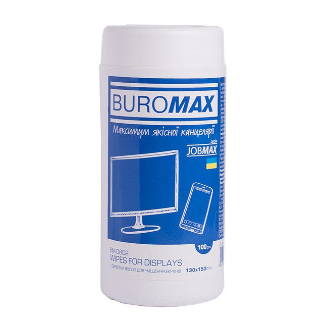 Чистячі серветки BuroMax JobMax для TFT-монітора 100 шт BM.0802