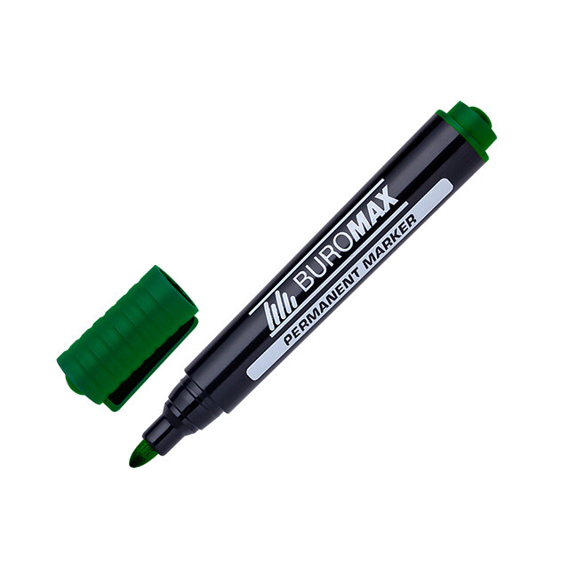 Перманентний маркер BuroMax 2-4мм зелений (BM.8700-04)