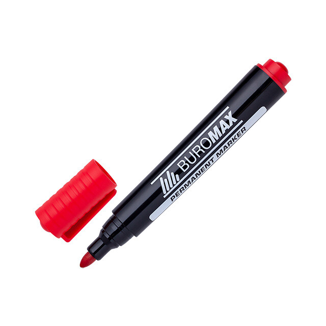 Перманентний маркер BuroMax 2-4мм червоний (BM.8700-05)