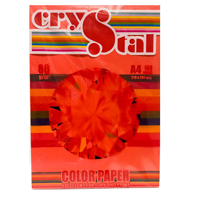 Папір Crystal Color Paper А4 80г/м2 100арк червоний інтенсив 250 (16.7540)