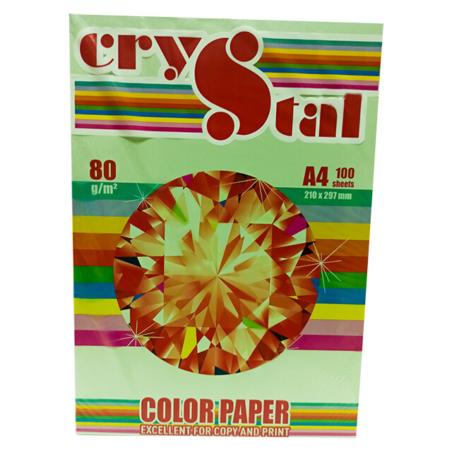 Папір Crystal Color Paper А4 80г/м2 100арк світло-зелений пастель 130 (16.7535)