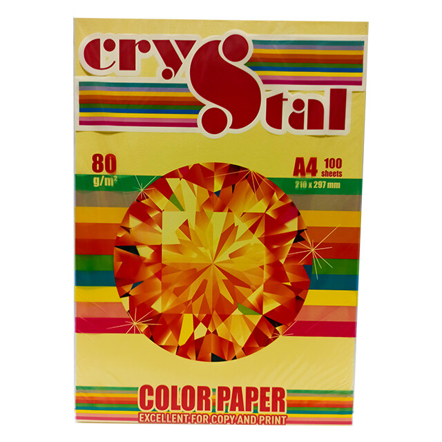 Папір Crystal Color Paper А4 80г/м2 100арк жовтий пастель 160 (16.7528)