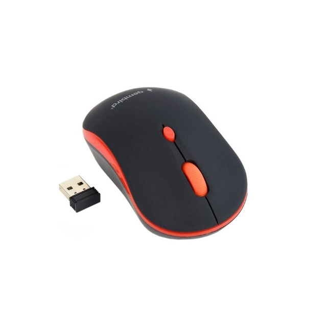 Миша компьютерна безпровідна Gembird Musw-4B-03-R USB 3-х кноп+колесо чорна з червоною вставкою (8716309103909)