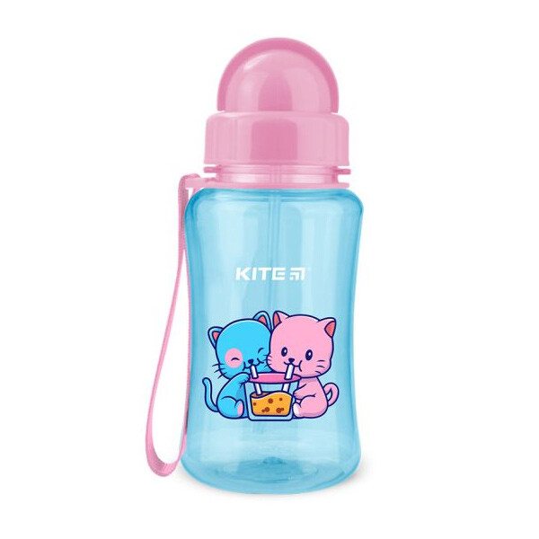 Пляшечка для води Kite "Котики" 350 мл блакитна з рожевим (K23-399-1)